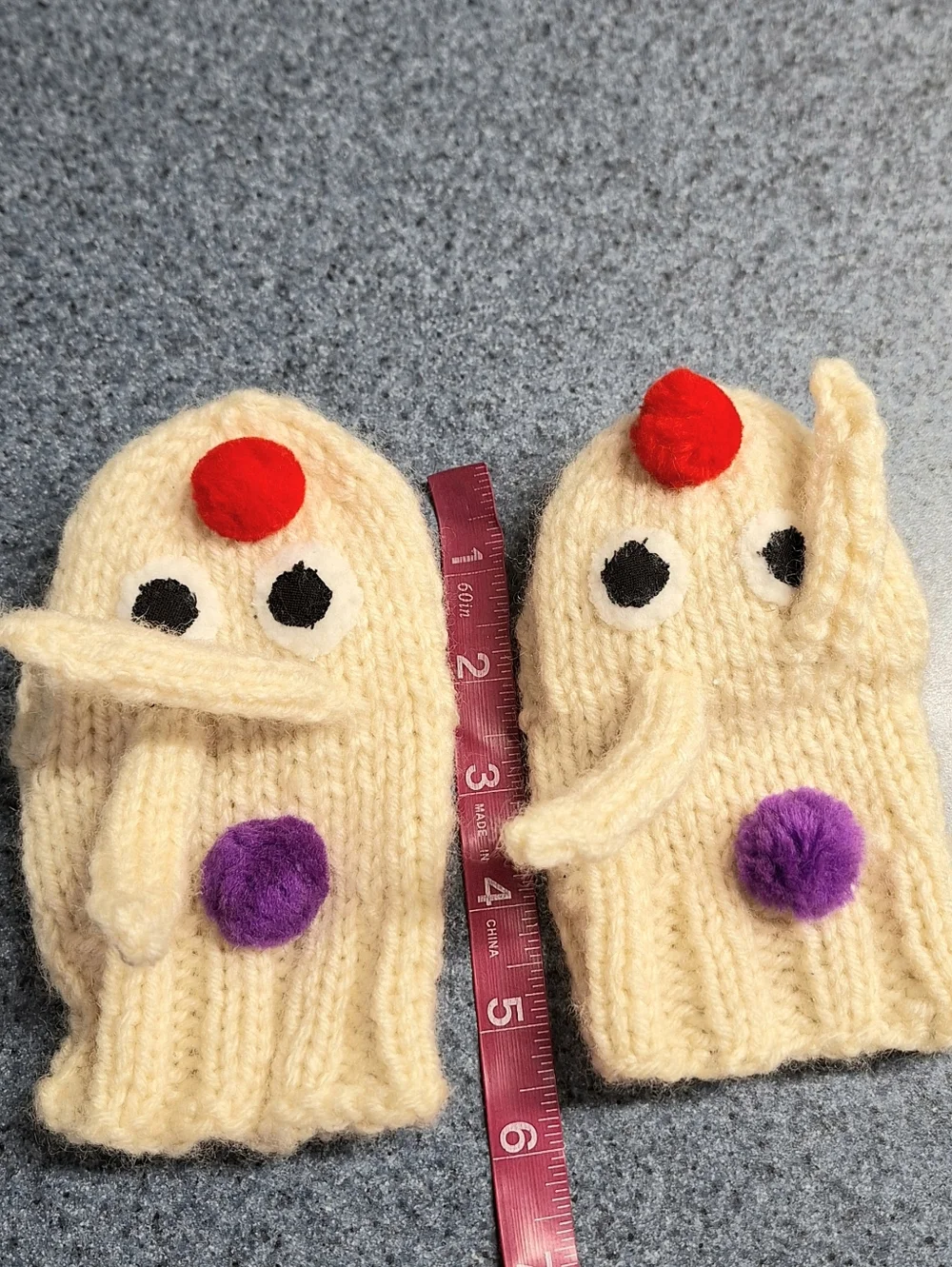 Handmade Children's Knitted Hand Puppet Bunny Rabbit Mittens, Size 4-6 Years? 🐇